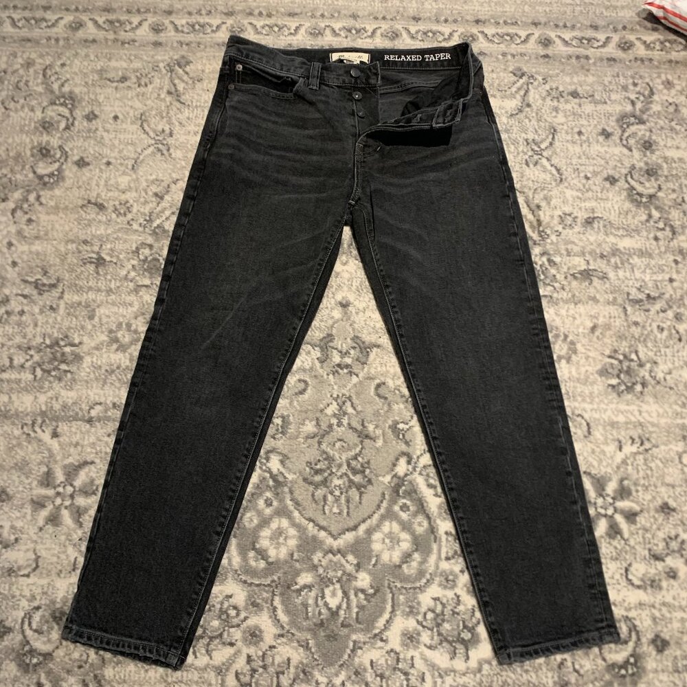 Madewell Black Jeans Womens 29x30 Relaxed Taper Denim Button Fly High Rise